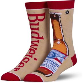 جوارب رائعة - جوارب Budweiser Split Crew - مقاس كبير للرجال والنساء - رسم كلاسيكي لملصق البيرة - مزيج قطني مريح - هدية لمحبي المشروبات القديمة in Kuwait