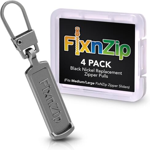 FixnZip Replacement Zipper Pull (4 Pack) (Black, Medium Large) in Kuwait