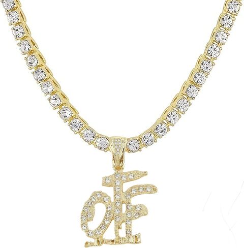 Gold Silver Tennis Chain hip-hop OTF Necklace for Men Women, Rhinestone Tennis Necklaces for Women and Teens,Tennis and Cuban Link Chains23.36 Inches in Saudi Arabia