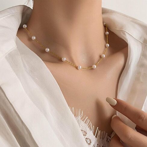Pearl Necklace Elegant Pearl Cross Pearl Choker Classic Jewelry for Women, Sophisticated Necklace christmas gifts friendship gifts for women in Saudi Arabia