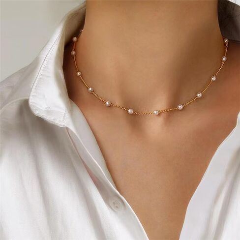 Pearl Necklace Elegant Pearl Cross Pearl Choker Classic Jewelry for Women, Sophisticated Necklace christmas gifts friendship gifts for women in Saudi Arabia