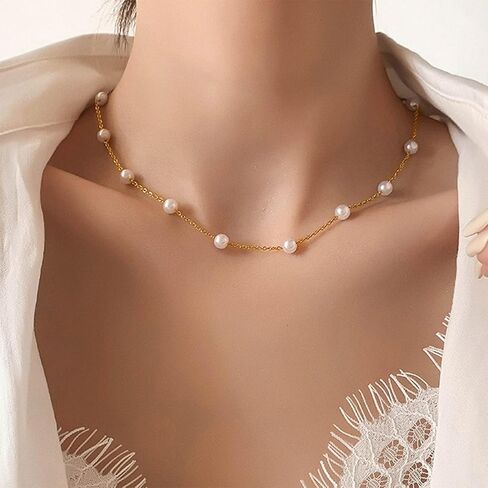 Pearl Necklace Elegant Pearl Cross Pearl Choker Classic Jewelry for Women, Sophisticated Necklace christmas gifts friendship gifts for women in Saudi Arabia
