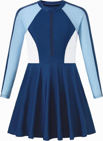 Mioglrie ملابس سباحة للفتيات المراهقات ملابس سباحة للفتيات بأكمام طويلة ملابس سباحة قطعة واحدة للصغار من سن 7 إلى 14 سنة in Kuwait