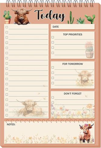 Gueevin Sunflower Gifts To Do List Notepad 8.7 x 6 Inch Big Note Pads 50 Sheets Spiral Work Planner Reminder Christmas Party Gifts for Desk Accessories Office Supplies Women Men Friends in Kuwait