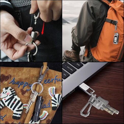 Titanium Keychain with Detachable Keyring, Lightweight Titanium Carabiner EDC Utility Keychain, Quick Release Key Holder for Men Women,Outdoor Everyday Carry in Saudi Arabia