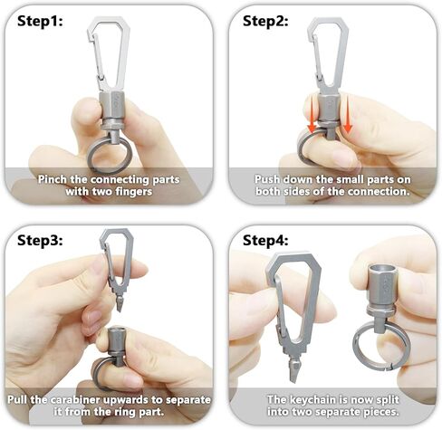 Titanium Keychain with Detachable Keyring, Lightweight Titanium Carabiner EDC Utility Keychain, Quick Release Key Holder for Men Women,Outdoor Everyday Carry in Saudi Arabia