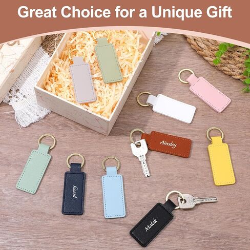 50 Pcs Leather Keychains Blank Bulk PU Leather Laser Engraving Key Chains Birthday Gift for Men Women in Saudi Arabia
