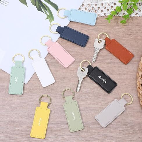 50 Pcs Leather Keychains Blank Bulk PU Leather Laser Engraving Key Chains Birthday Gift for Men Women in Saudi Arabia