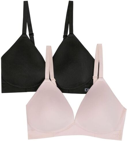 DKNY Ladies 2 Pack Wireless Microfiber Plunge Bra (as1, Alpha, x_l, Regular, Regular, Standard, Black/Ballerina, XL) in Saudi Arabia