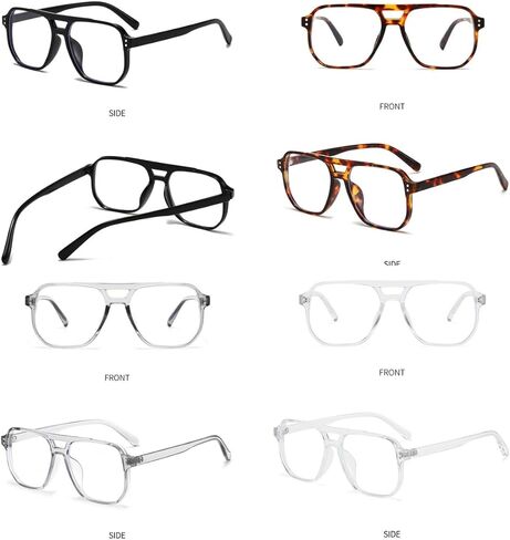 4 Pieces Retro Square Aviator Sunglasses for Women Men Trendy 70s Oversized Aviator Blue Light Eyeglasses in Saudi Arabia