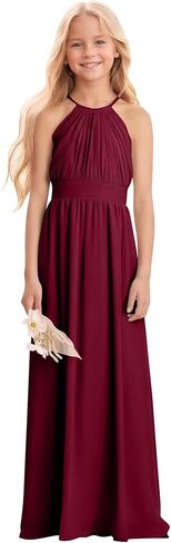 Kids Girls Junior Bridesmaid Dresses Chiffon A-line Long Flower Girl Dress for Wedding Party Pageant Gown in Saudi Arabia