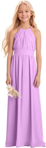 Kids Girls Junior Bridesmaid Dresses Chiffon A-line Long Flower Girl Dress for Wedding Party Pageant Gown in Saudi Arabia