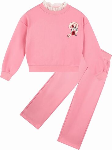 Girls sweater 2 Piece Outfits Fashion Long Sleeve Pullover and Pants 6-16years in Saudi Arabia