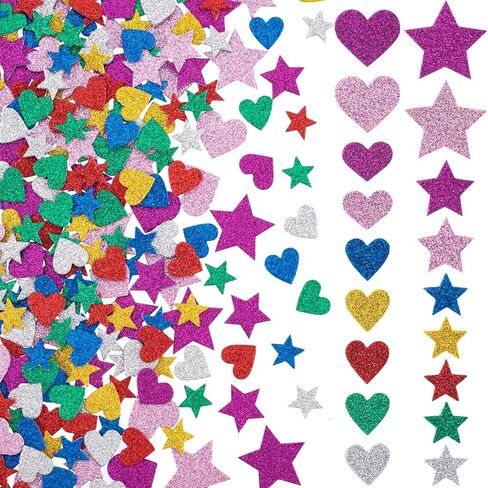 60pcs Mini Heart Foam Stickers, Glitter Heart Shaped Foam Holiday Stickers, Self Adhesive EVA Decals for Blackboards Scrapbooks Greeting Cards DIY Crafts Festival Decoration- Red & Pink & White in Saudi Arabia