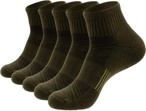 Mens Cotton Cushioned Quarter Socks, 3/5 Pairs Breathable Moisture-Wicking Non-Slip Athletic & Casual Ankle Socks in Saudi Arabia