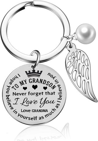 Grandson Gifts from Grandma Inspirational Keychain Never Forget I Love You Graduation Gifts for Grandson (Never Forget) in Saudi Arabia