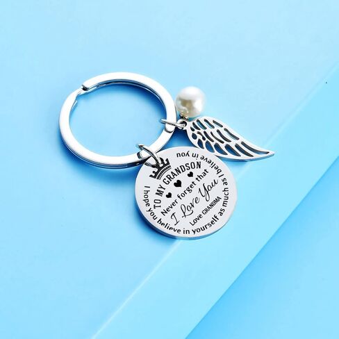 Grandson Gifts from Grandma Inspirational Keychain Never Forget I Love You Graduation Gifts for Grandson (Never Forget) in Saudi Arabia