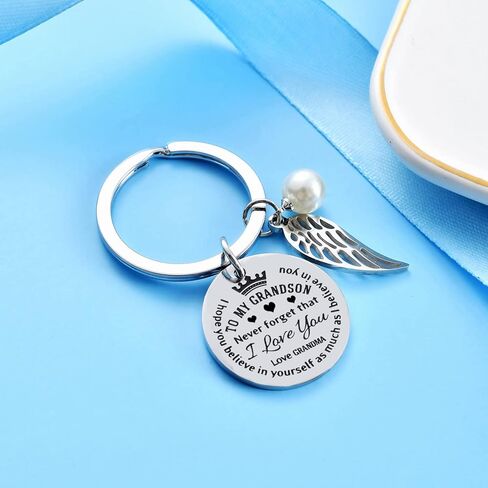 Grandson Gifts from Grandma Inspirational Keychain Never Forget I Love You Graduation Gifts for Grandson (Never Forget) in Saudi Arabia