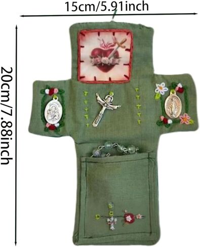 2Pcs Handmade Catholic Pocket Shrine with Silver Cross Inside - Portable Devotional Altar Shrine with Intricate Embroidery Design, Pocket Cross for Prayer, Ideal Religious Gift and Spiritual Keepsake in Saudi Arabia