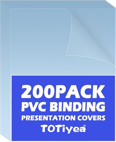 Totiyea 100 Pack 12 MIL PVC عرض تقديمي تقديمي ، أغطية تقرير واضح للربط ، 8.5 × 11 بوصة ، حجم الحروف in Kuwait