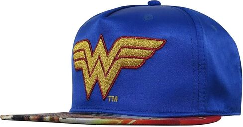 DC Comics Wonder Woman Satin Snapback Baseball Hat Blue in Saudi Arabia