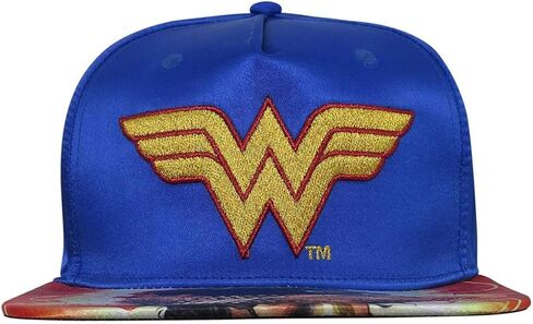 DC Comics Wonder Woman Satin Snapback Baseball Hat Blue in Saudi Arabia