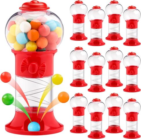 12 Pack Mini 5 "Gumball Machine بدون Candy Plastic Bubblegum Machine Red Gumball Machine Machine Machine for Novelty Birthday Party Fits 0.05" Small Gumball in Kuwait