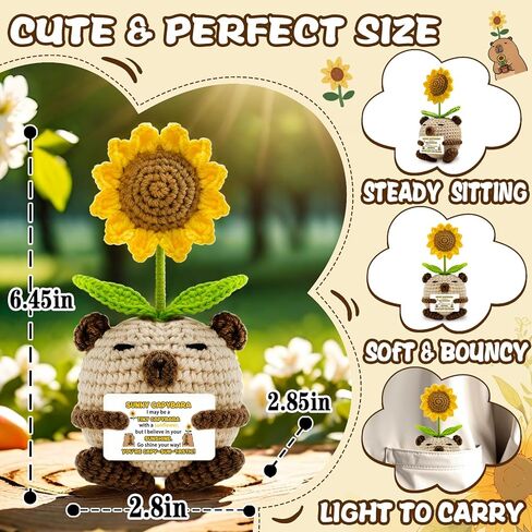 Positive Handmade Crochet Animals Sunny Capybara Gift Birthday for Adults Women Inspirational Motivational Encouragement Gifts for Girlfriend Boyfriend BFFs Friends Sisters in Saudi Arabia