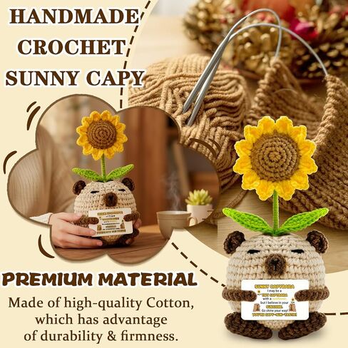 Positive Handmade Crochet Animals Sunny Capybara Gift Birthday for Adults Women Inspirational Motivational Encouragement Gifts for Girlfriend Boyfriend BFFs Friends Sisters in Saudi Arabia