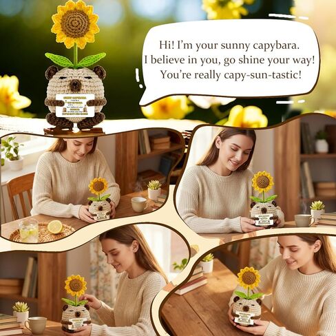 Positive Handmade Crochet Animals Sunny Capybara Gift Birthday for Adults Women Inspirational Motivational Encouragement Gifts for Girlfriend Boyfriend BFFs Friends Sisters in Saudi Arabia