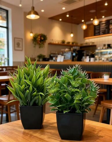 4 Pack Small Artificial Plants in Pots, Faux Mini Potted Fake Greenery Assortment for Home Office Desk Decor, Realistic Lifelike Plastic Foliage Indoor Outdoor Decoration in Saudi Arabia