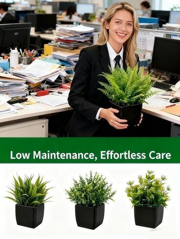 4 Pack Small Artificial Plants in Pots, Faux Mini Potted Fake Greenery Assortment for Home Office Desk Decor, Realistic Lifelike Plastic Foliage Indoor Outdoor Decoration in Saudi Arabia