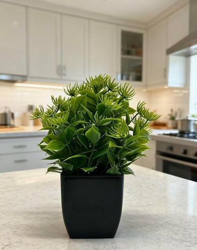 4 Pack Small Artificial Plants in Pots, Faux Mini Potted Fake Greenery Assortment for Home Office Desk Decor, Realistic Lifelike Plastic Foliage Indoor Outdoor Decoration in Saudi Arabia