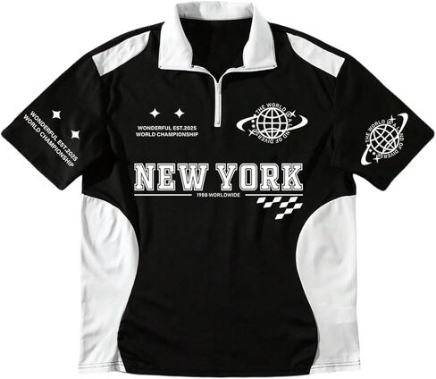 Floerns Men's Y2k Short Sleeve Baggy Shirt Quarter Zip Streetwear Graphic Golf Shirts in Saudi Arabia