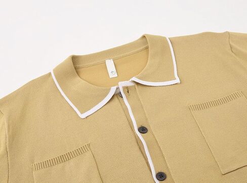 Alex Vando Mens Retro Cardigan Shirts Long Sleeve Two Pockets Knit Casual Button Down Shirts for Men in Saudi Arabia