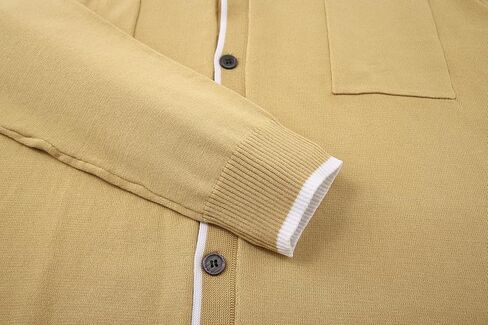 Alex Vando Mens Retro Cardigan Shirts Long Sleeve Two Pockets Knit Casual Button Down Shirts for Men in Saudi Arabia