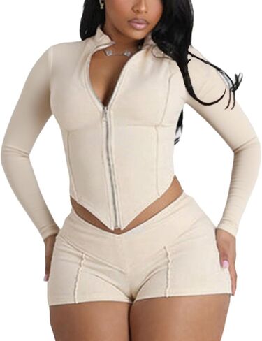 ملابس النادي للنساء، ملابس النادي المثيرة، بلوزة وسروال قصير مريح مثير من قطعتين للنساء، ملابس النادي الليلي 2026 in Kuwait