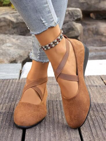 Valentine's Day Collection: Spring Pointed Toe Women's Wedge Loafers – Soft Touch Bean Shoes with Low Heel, Comfortable Casual & Athleisure Style Brown Shoes in Saudi Arabia