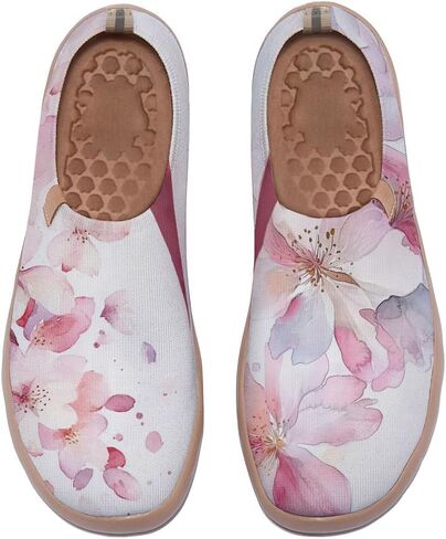 Women's Artistic Painting Slip On Loafers Breathable Knitted Walking Arch Support Shoes Travel Ready Lightweight Comfort Footwear in Saudi Arabia
