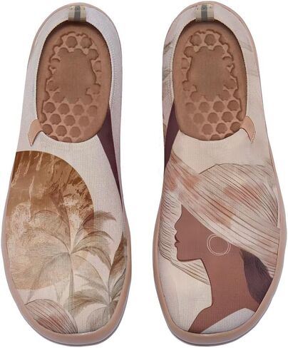 Women's Artistic Painting Slip On Loafers Breathable Knitted Walking Arch Support Shoes Travel Ready Lightweight Comfort Footwear in Saudi Arabia