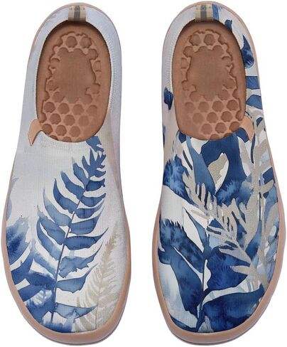 Women's Artistic Painting Slip On Loafers Breathable Knitted Walking Arch Support Shoes Travel Ready Lightweight Comfort Footwear in Saudi Arabia
