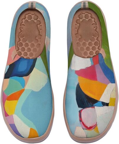 Women's Artistic Painting Slip On Loafers Breathable Knitted Walking Arch Support Shoes Travel Ready Lightweight Comfort Footwear in Saudi Arabia