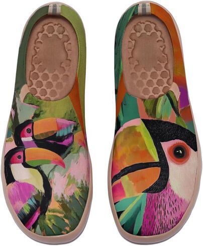 Women's Artistic Painting Slip On Loafers Breathable Knitted Walking Arch Support Shoes Travel Ready Lightweight Comfort Footwear in Saudi Arabia
