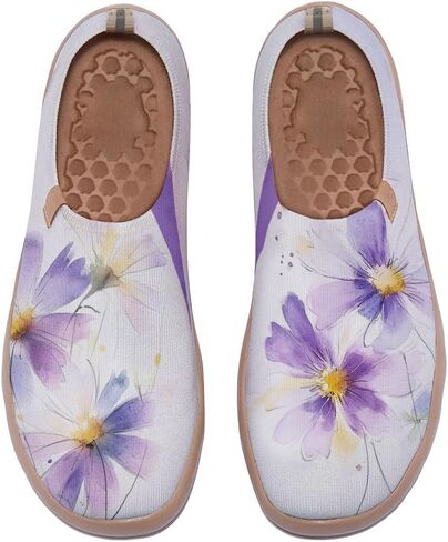 Women's Artistic Painting Slip On Loafers Breathable Knitted Walking Arch Support Shoes Travel Ready Lightweight Comfort Footwear in Saudi Arabia
