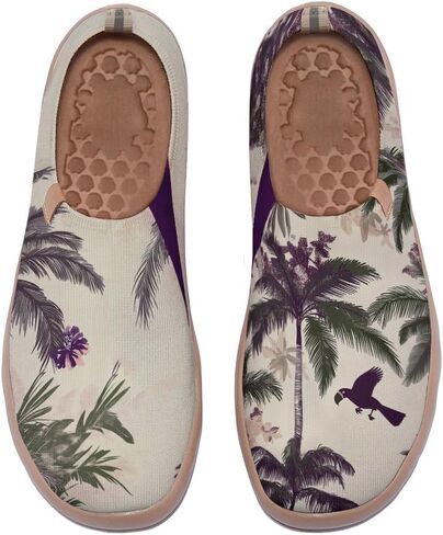 Women's Artistic Painting Slip On Loafers Breathable Knitted Walking Arch Support Shoes Travel Ready Lightweight Comfort Footwear in Saudi Arabia