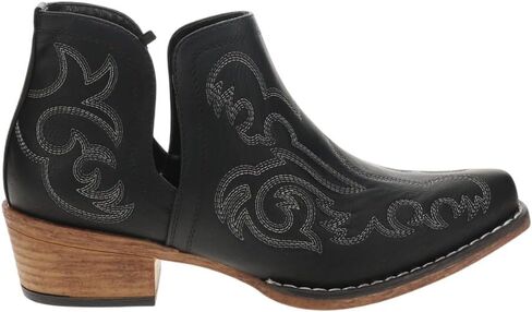Roper Womens Ava Embroidered Snip Toe Casual Boots Ankle Low Heel 1-2" - Black in Saudi Arabia
