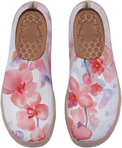 Women's Artistic Painting Slip On Loafers Breathable Knitted Walking Arch Support Shoes Travel Ready Lightweight Comfort Footwear in Saudi Arabia