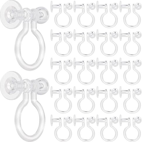 1 Box 200Pcs Plastic Earring Converter Clear Clip Earrings Backs Non Pierced Triangle Shape Earring Component with Loops Clip on Earring Findings for Jewelry Making Supplies DIY Craft Women in Saudi Arabia