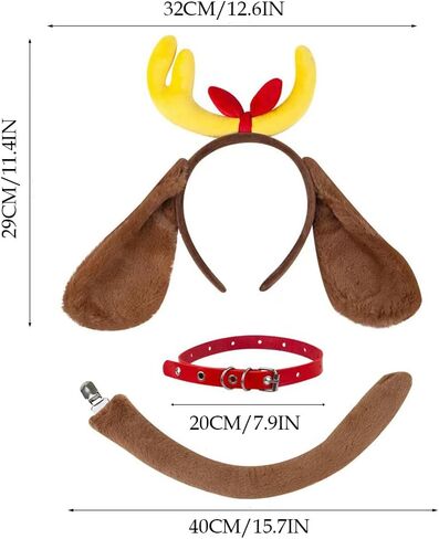 3PCS Dog Ears Headband Tail Necklace for Women Halloween Cosplay Birthday Party Supplies in Saudi Arabia