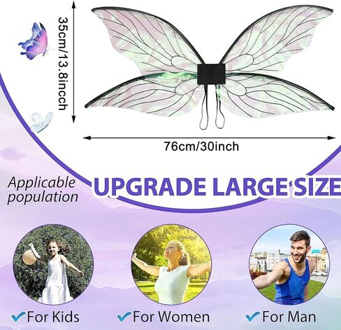 Fairy Wings for Adults, Butterfly Wings for Womens, Halloween Dress Up Fairy Costumes Women Sparkling Angel Wings in Kuwait